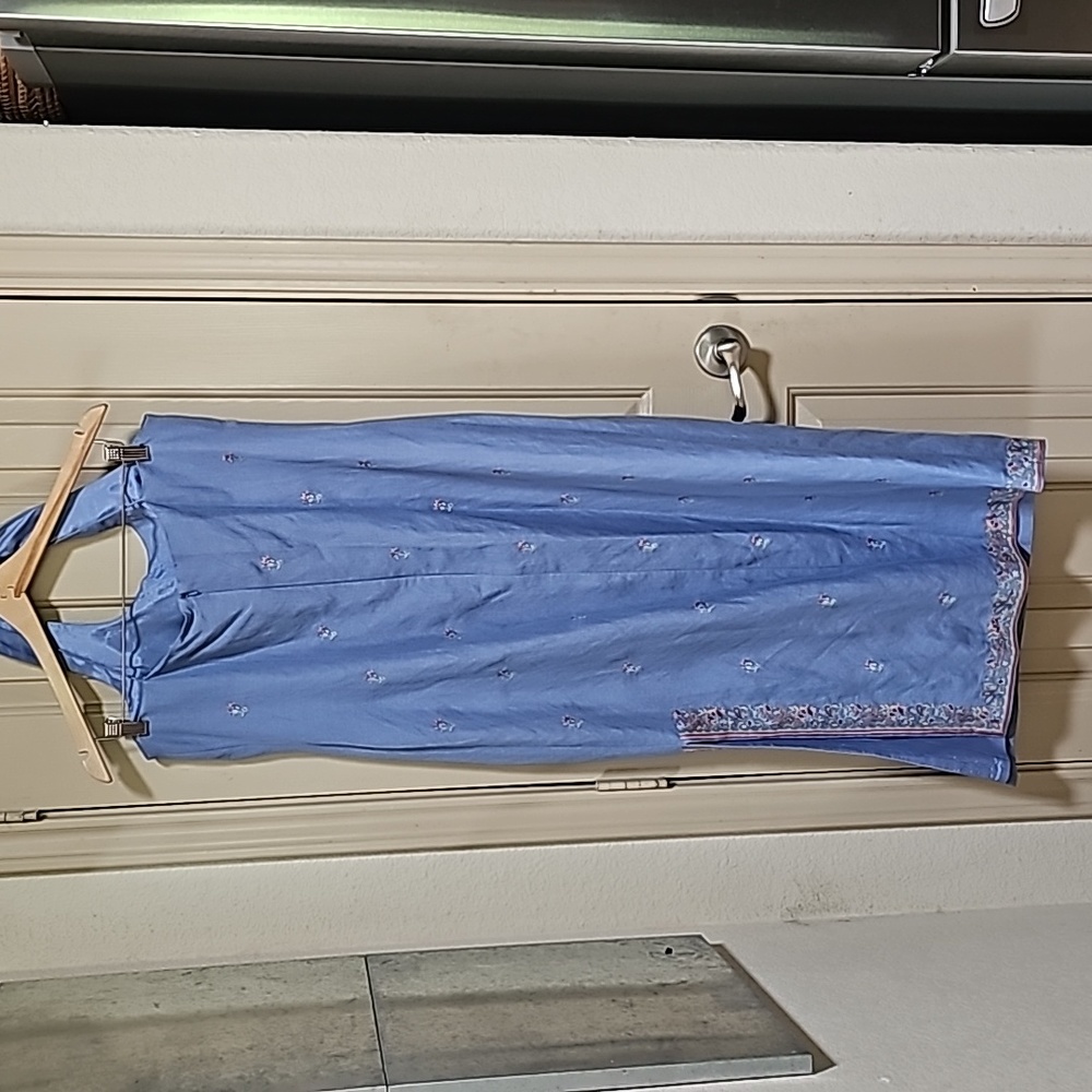 Kenar Light Blue Embroidered Backless Halter Dress - Picture 5 of 11